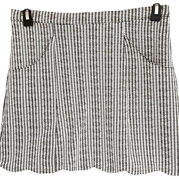 Mink Pink Black & White Scalloped Hem Exposed Zipper Clueless Mini Sz L Sweethea - Picture 6 of 6